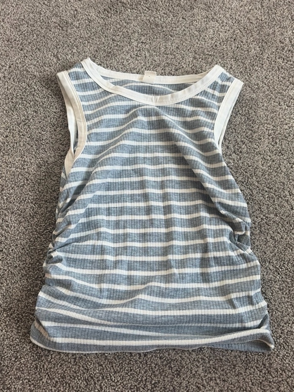 SHEIN Blue and White Striped Girls' Ribbed Tank Top